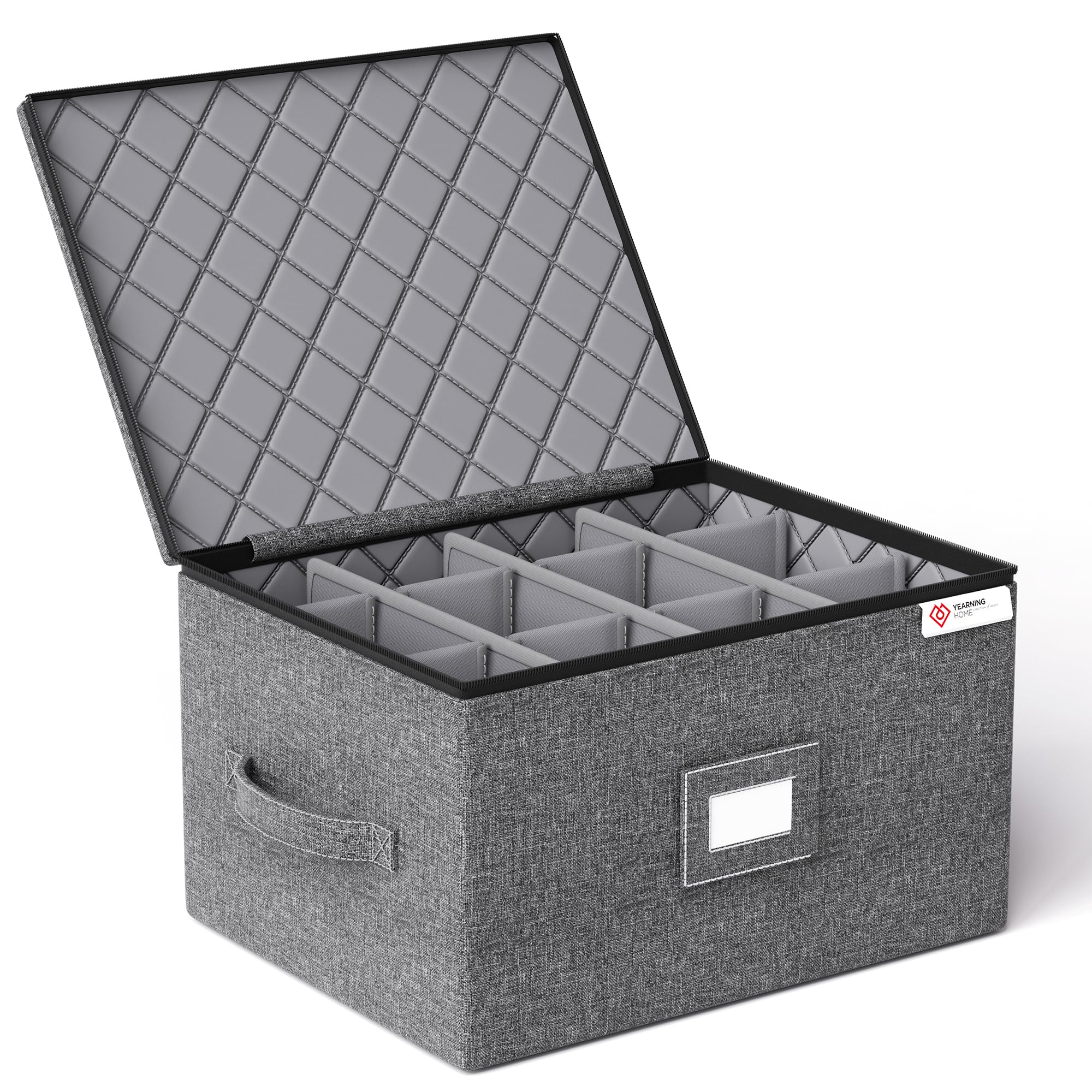 YearningHome front view of hard-shell storage box showing grey finish and capacity benefit