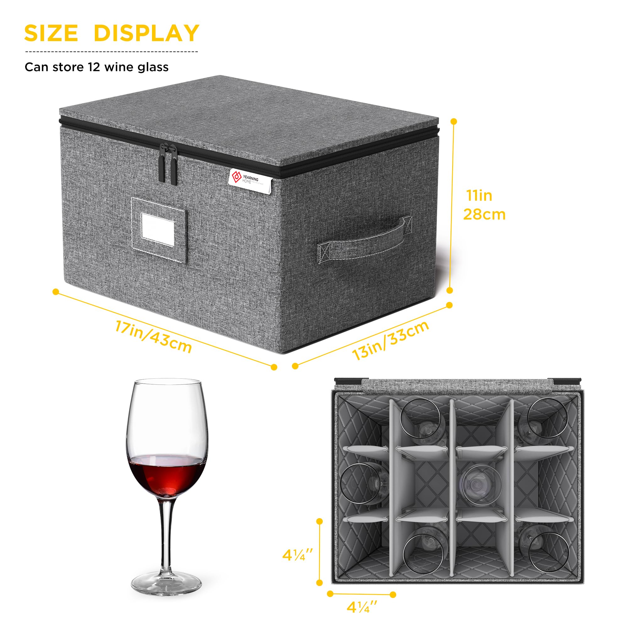 YearningHome open box holding 12 wine glasses demonstrating secure transport benefit