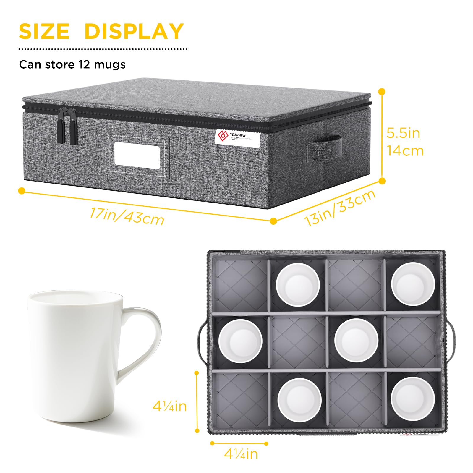 YearningHome close-up of quilted interior dividers offering cushioned protection for cups