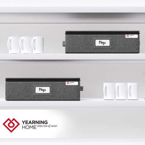 YearningHome storage box beside a standard mug showing fit for mugs up to five inches