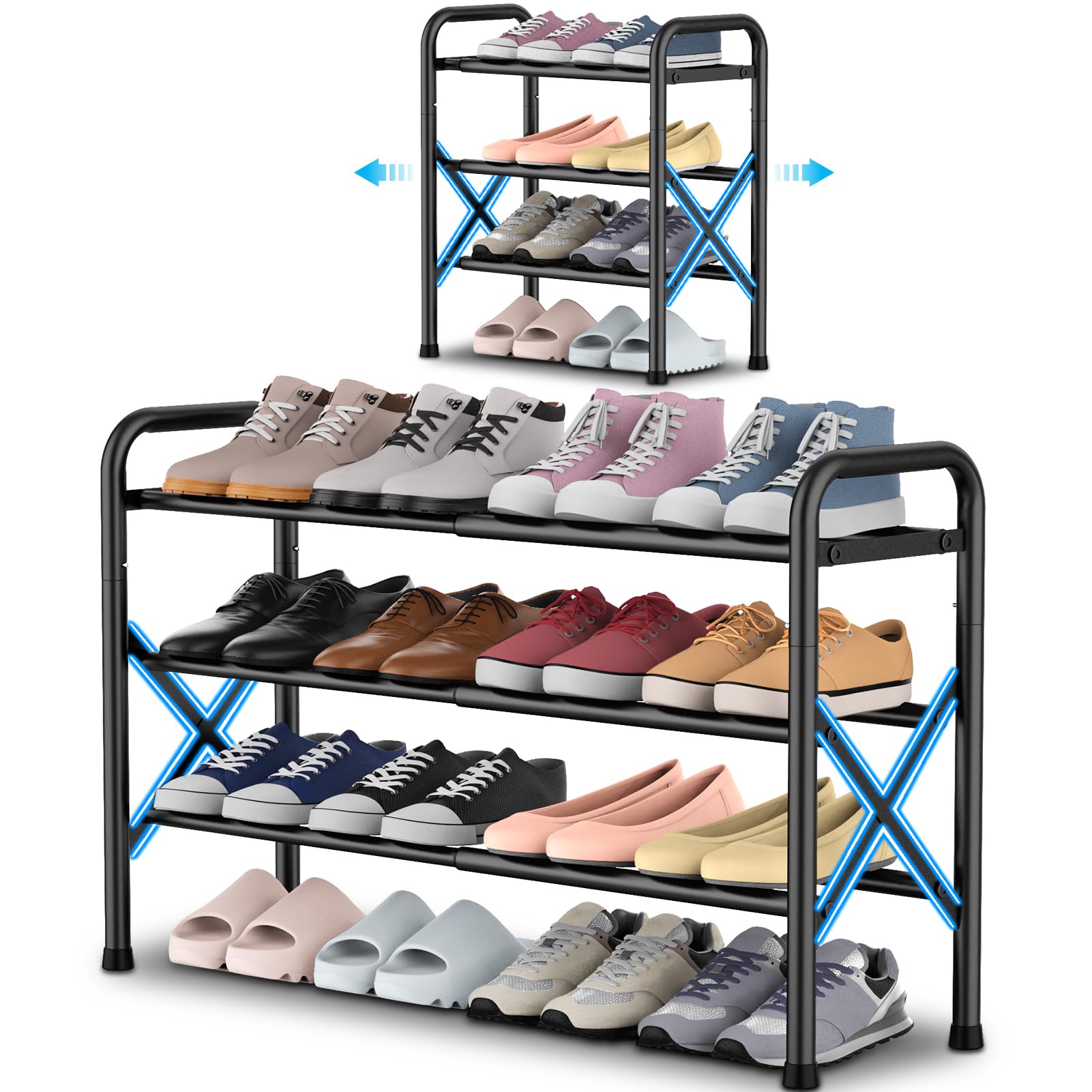 YEASHEIN front view assembled shows compact, stable shoe storage benefit