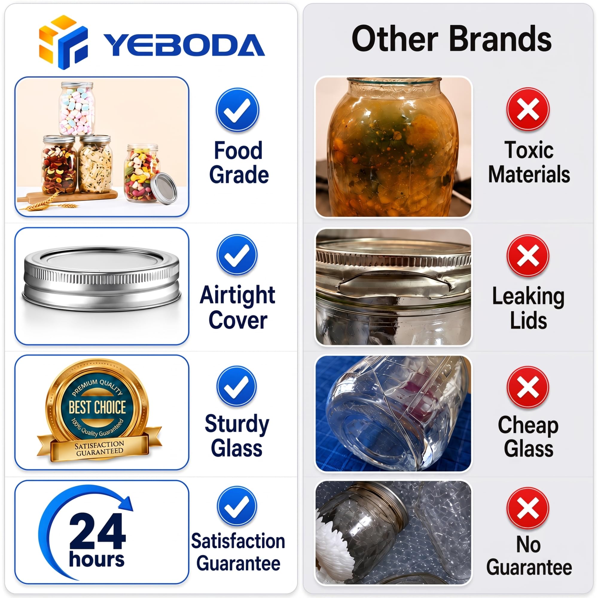 YEBODA jar label and measurement markings for precise portioning and organization