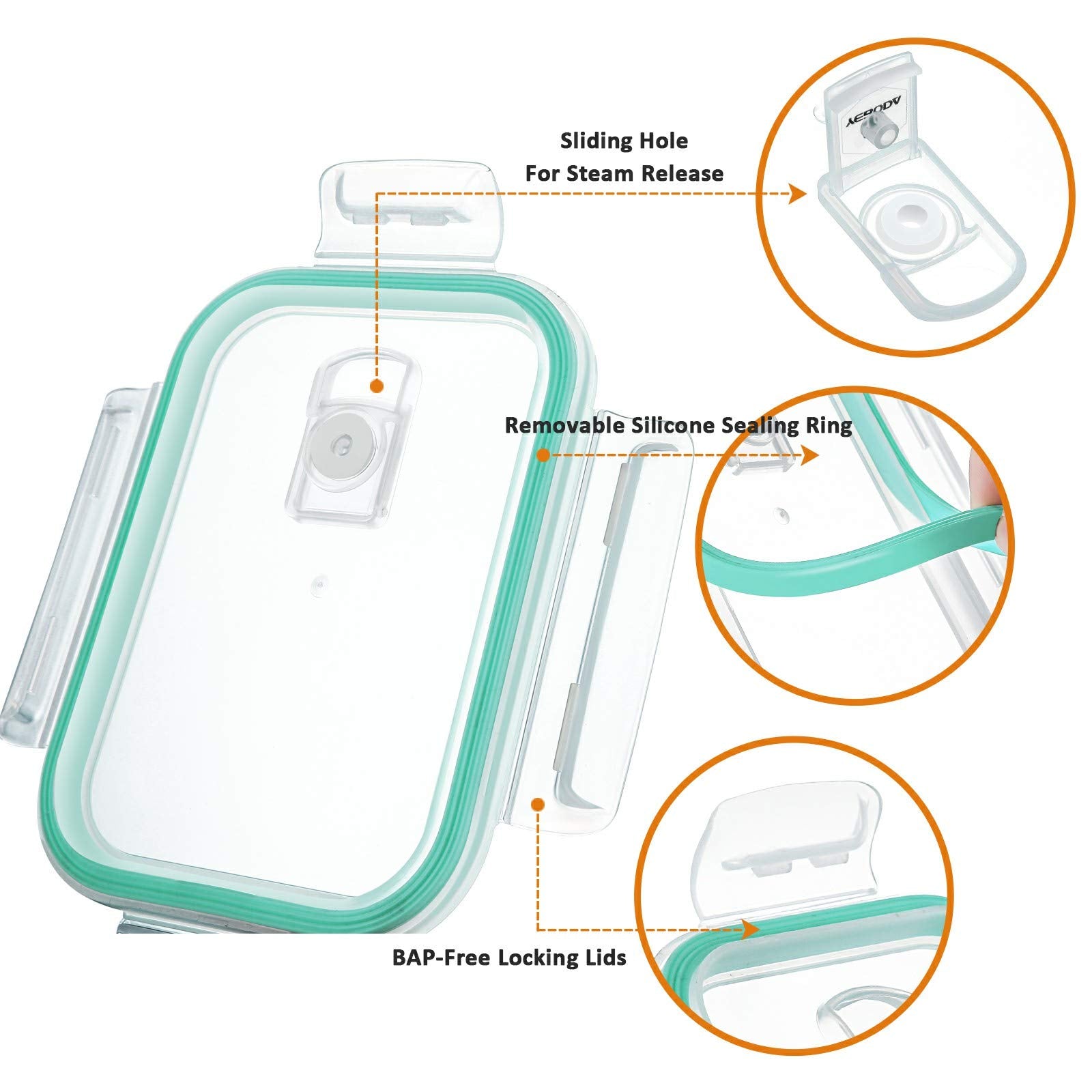 YEBODA lid locking tabs detail demonstrating secure snap closure for leak reduction benefit