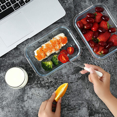YEBODA stacked containers in fridge showing space-saving organization and clear visibility benefit