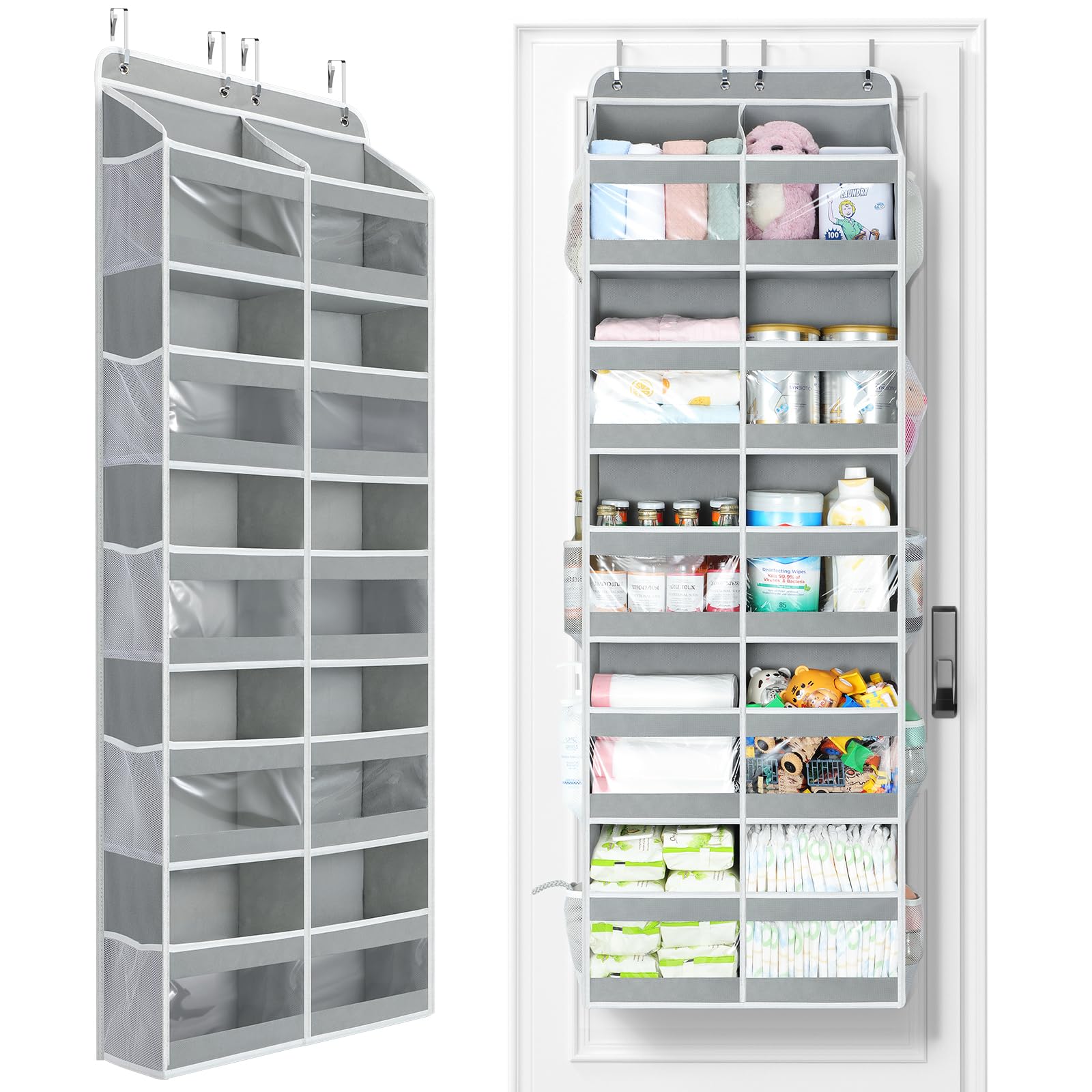 Yecaye front view of hanging organizer showing 10 compartments and organized storage