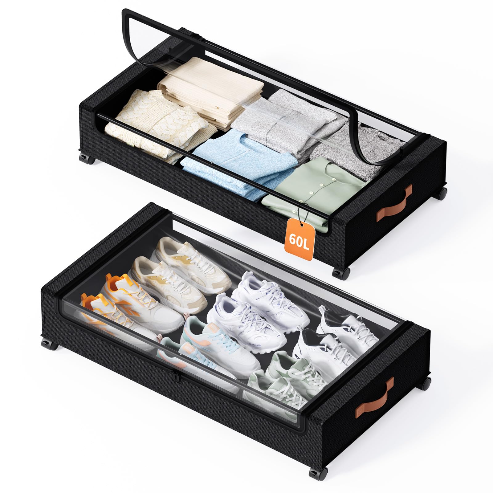 Yecaye front view of under bed storage showing organized space benefit