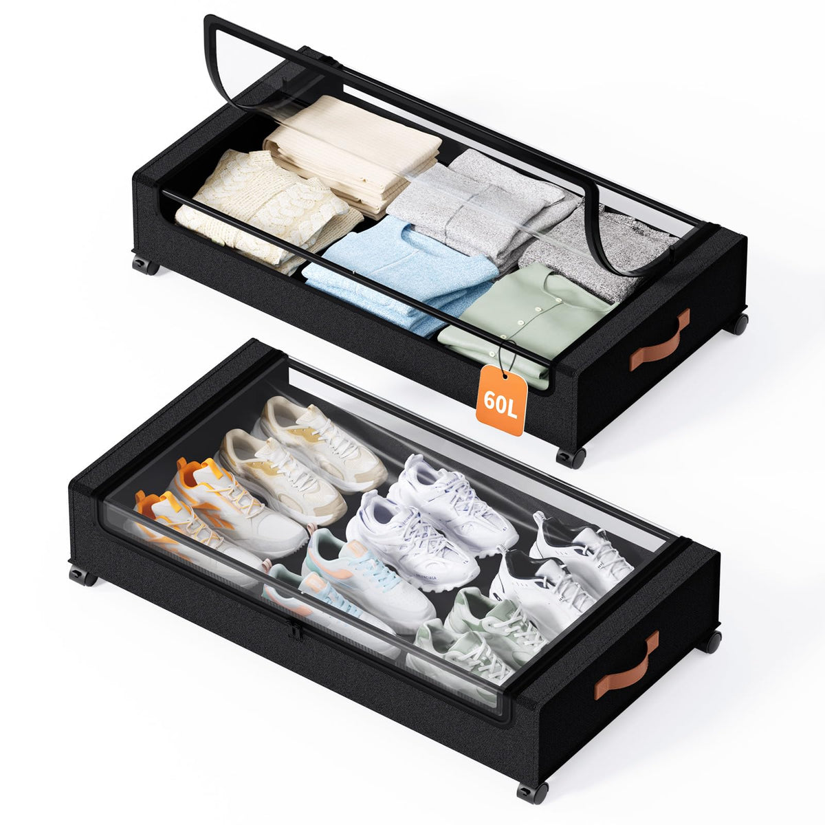 Yecaye front view of under bed storage showing organized space benefit