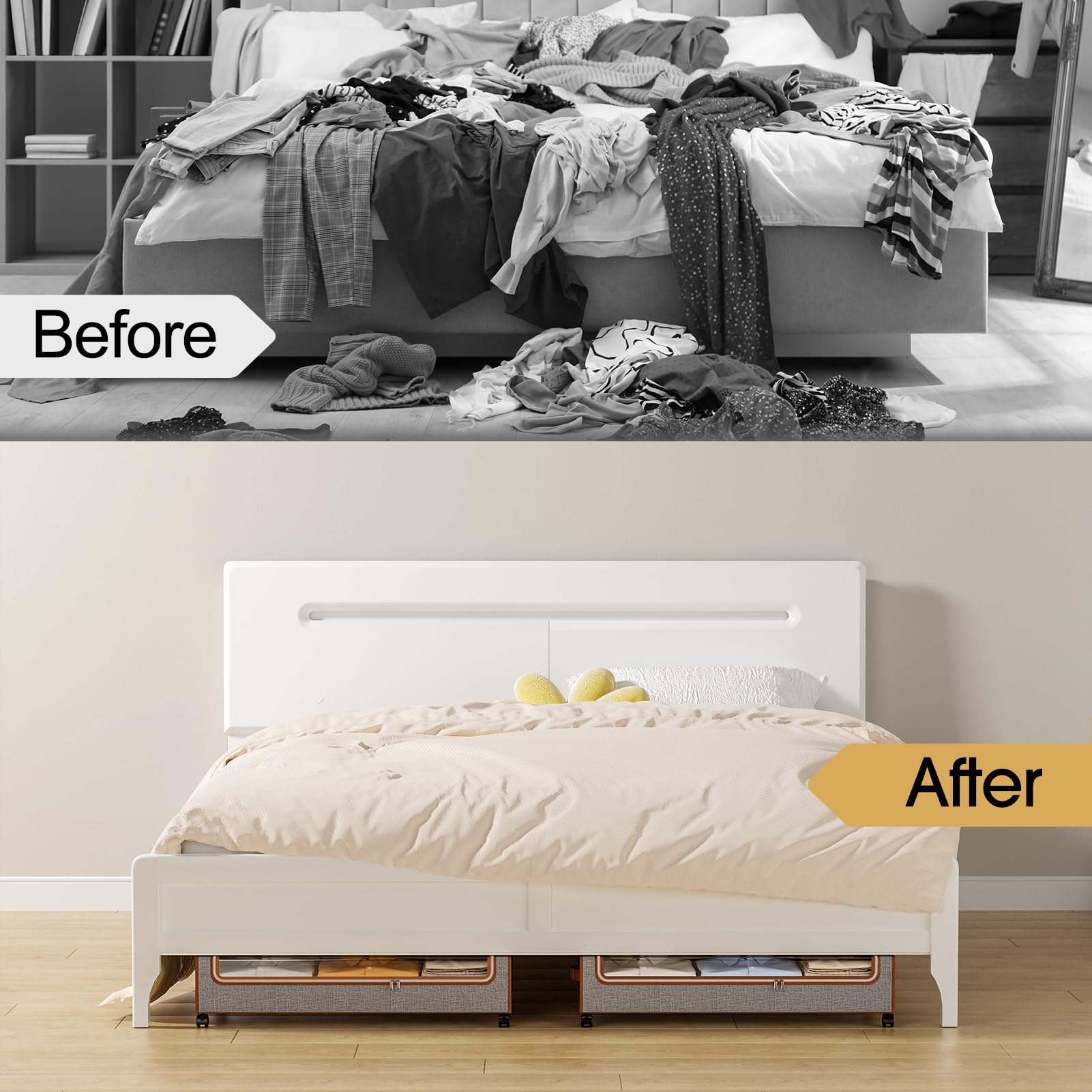 Yecaye lifestyle bedroom setting showing neat organized space and tidy look