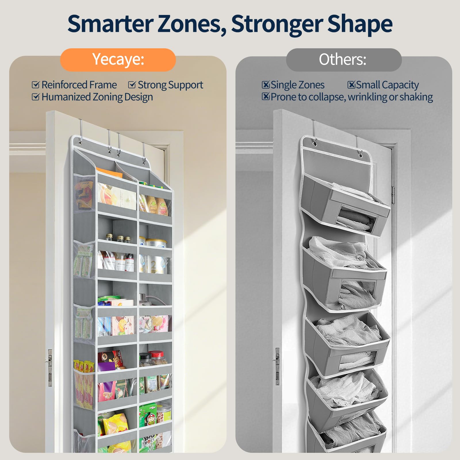 Yecaye metal hooks and top support demonstrating secure, wobble-free hanging