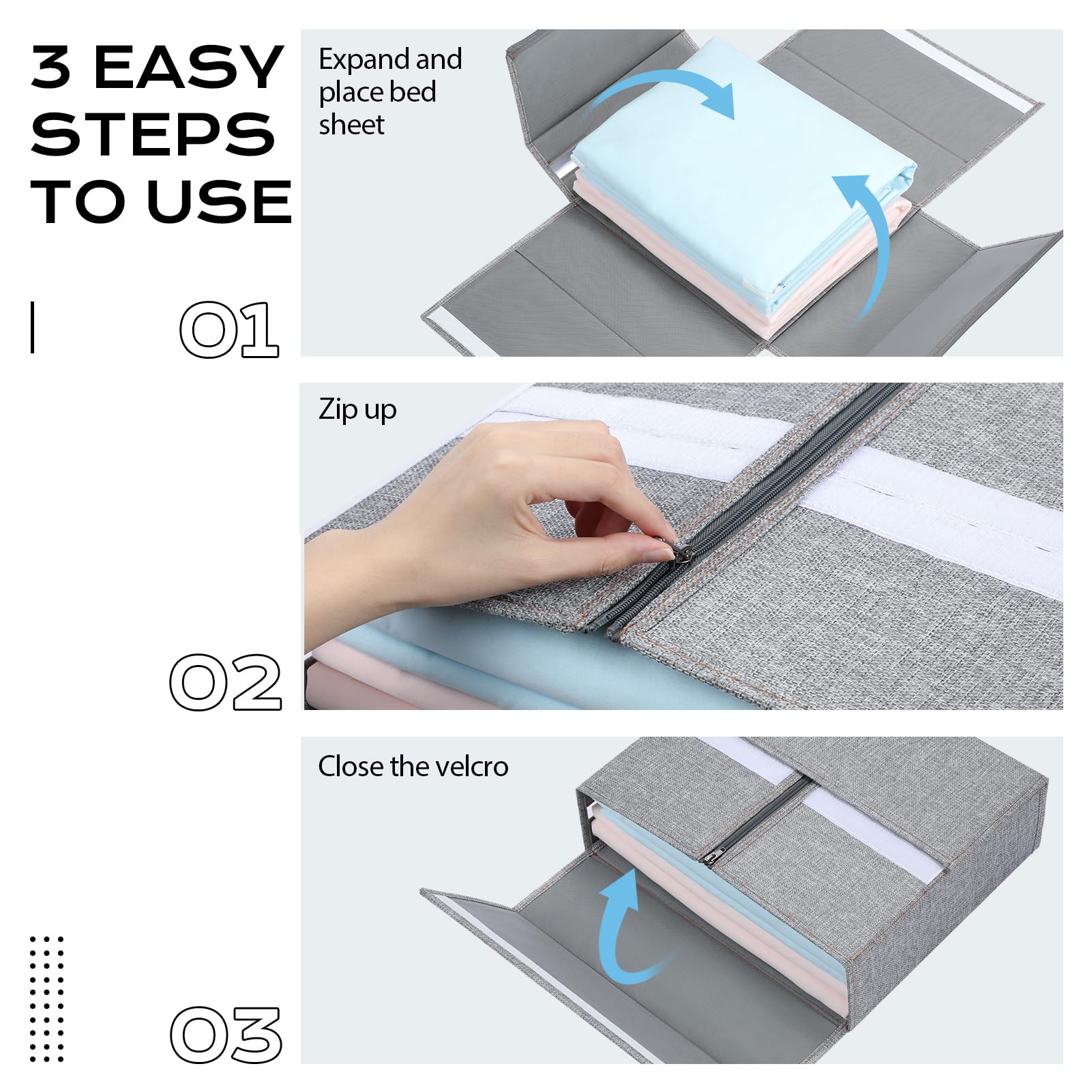 Yecaye PU leather handle detail for comfortable carrying and pulling from shelves