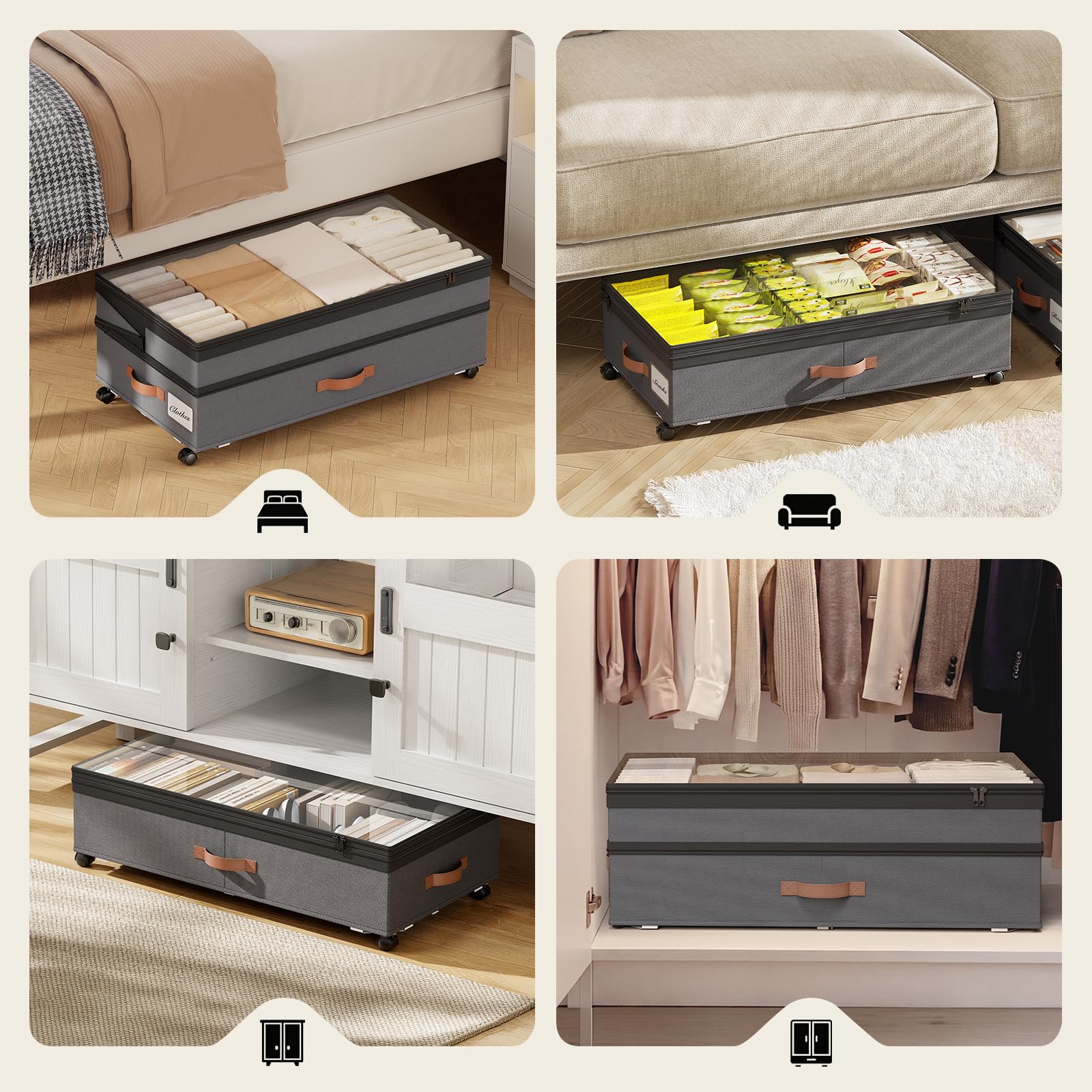 Yecaye two-pack staged in bedroom showing organized clutter-free benefit