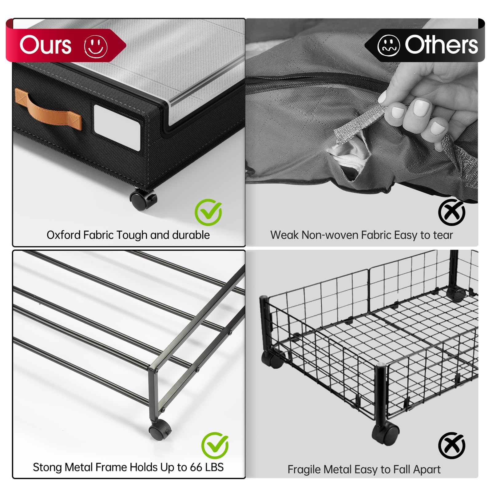 Yecaye storage in use under bed demonstrating space-saving accessible storage benefit