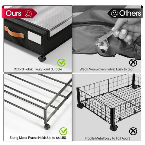 Yecaye storage in use under bed demonstrating space-saving accessible storage benefit