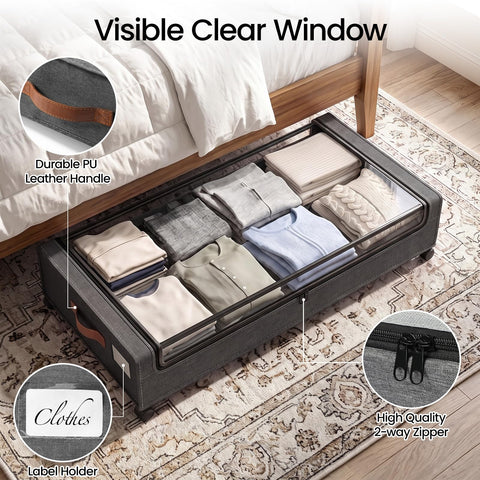 Yecaye rolling bin under bed showing easy access and space saving