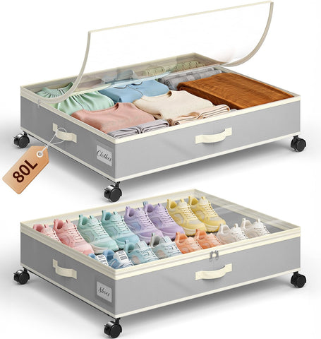 Yecaye front view of large underbed storage showing capacity benefit