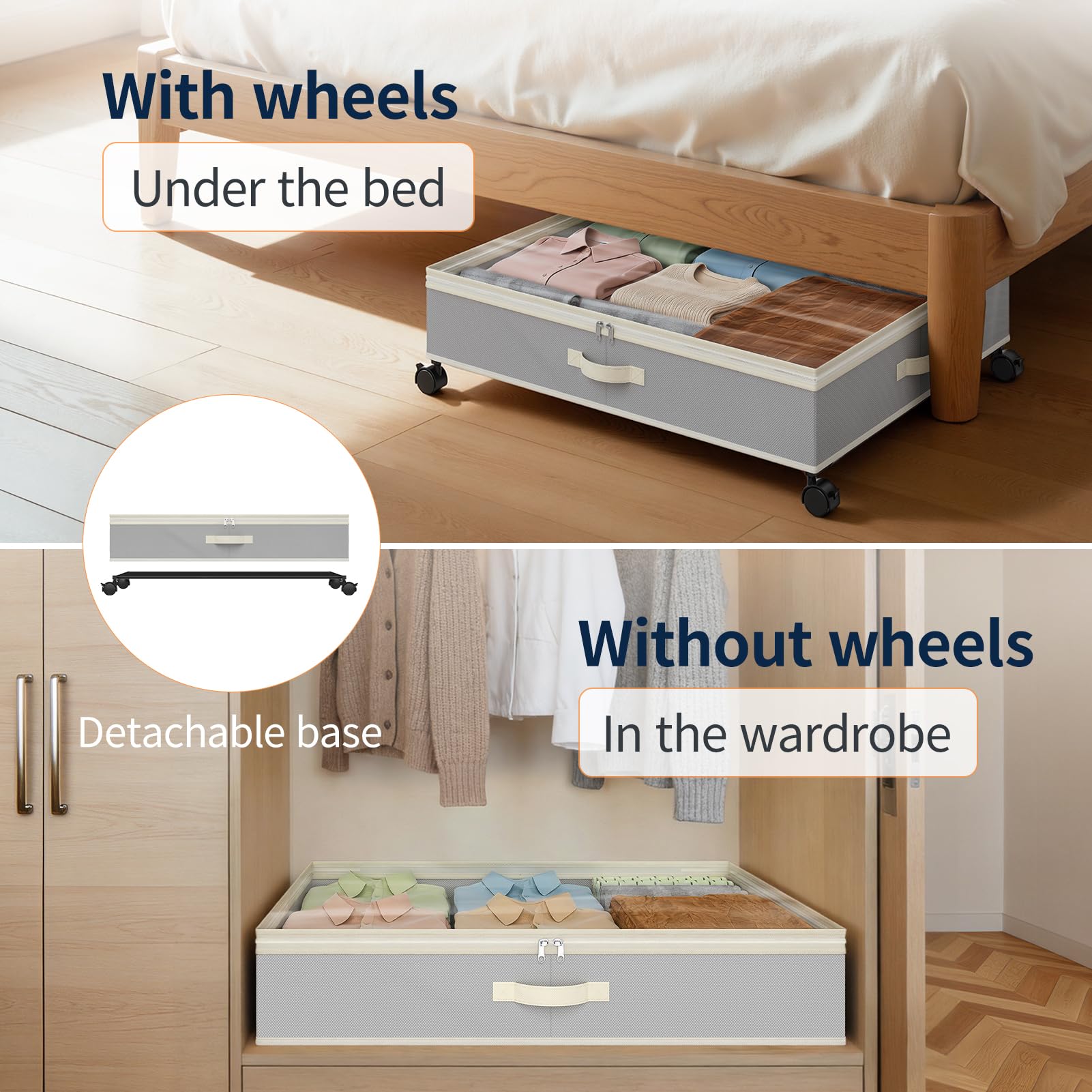 Yecaye sliding under platform bed showing space-saving benefit