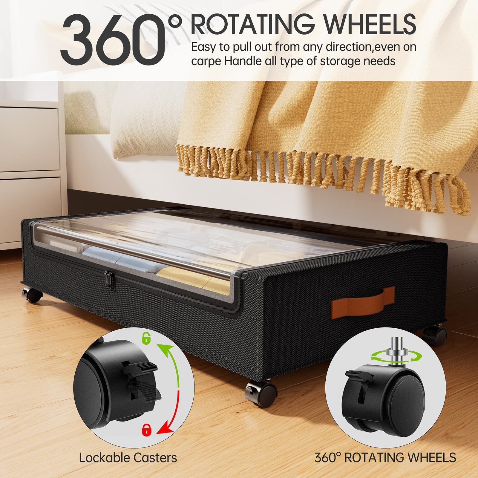 Yecaye wheel and lock mechanism highlighting smooth rolling and safety benefit