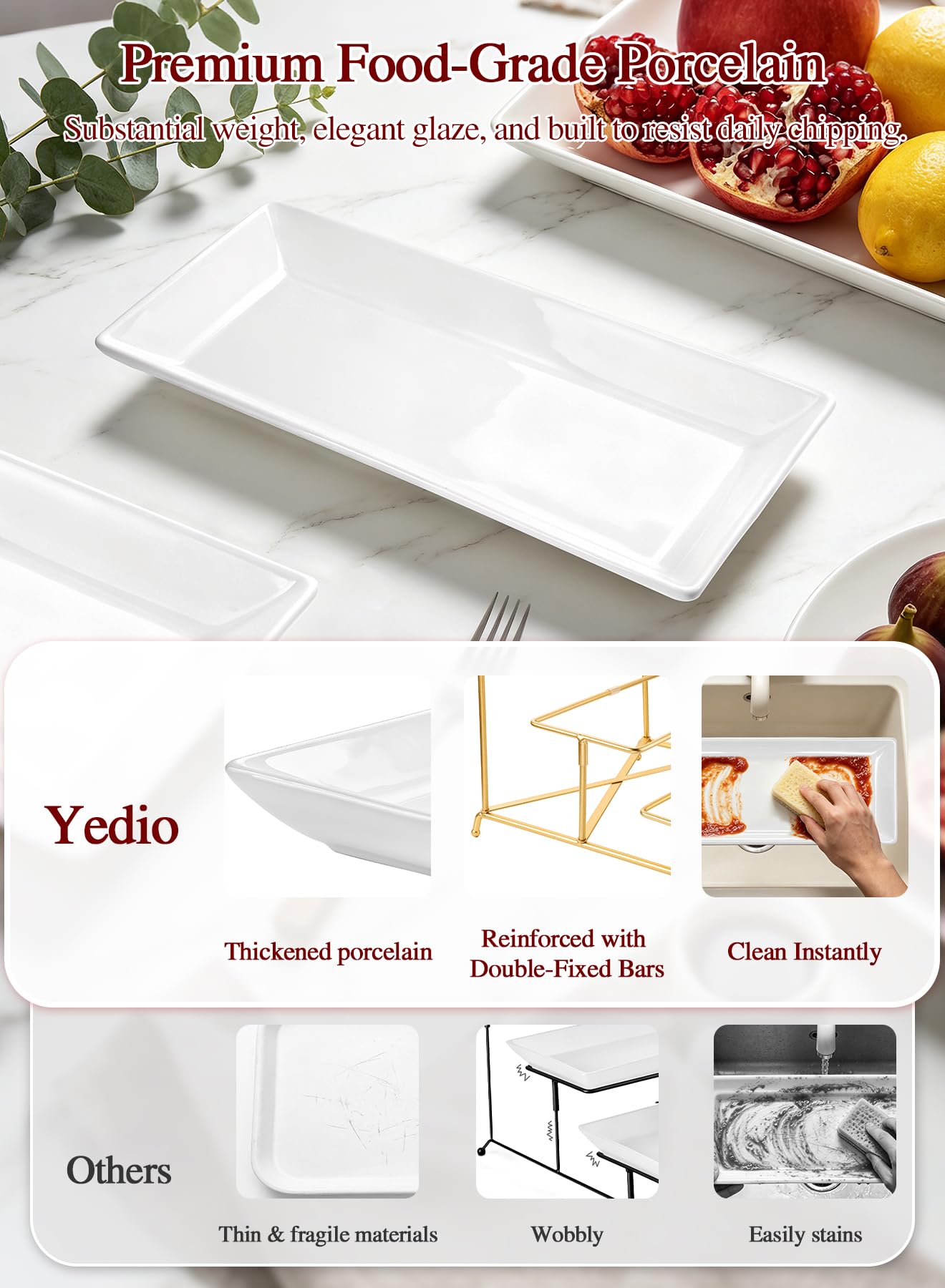 Yedio middle tier staged with appetizers for easy guest access benefit