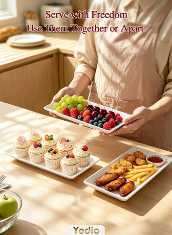 Yedio stacked trays side angle illustrating tier heights and organized display