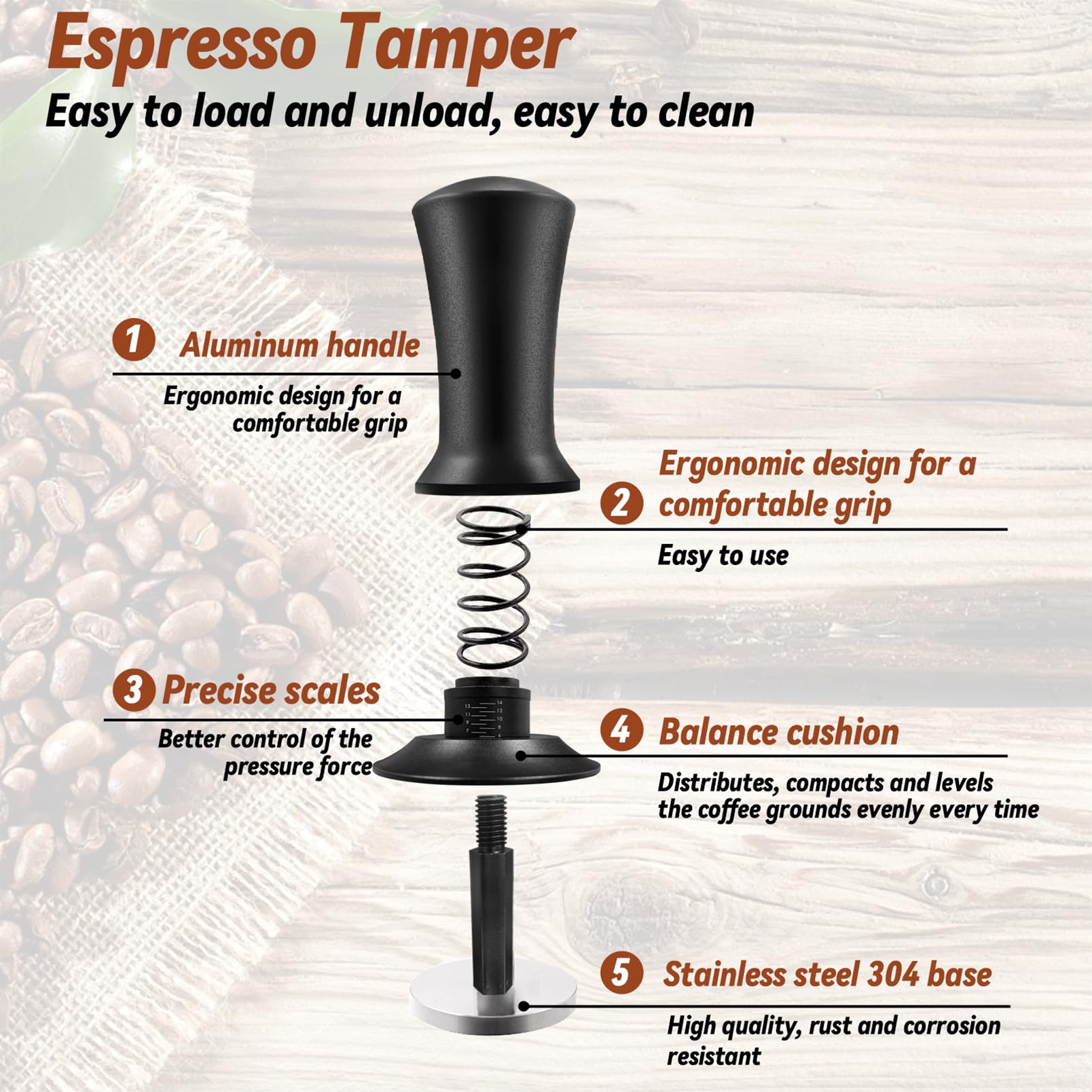 Yeelan tamper spring mechanism detail ensuring consistent tamp force
