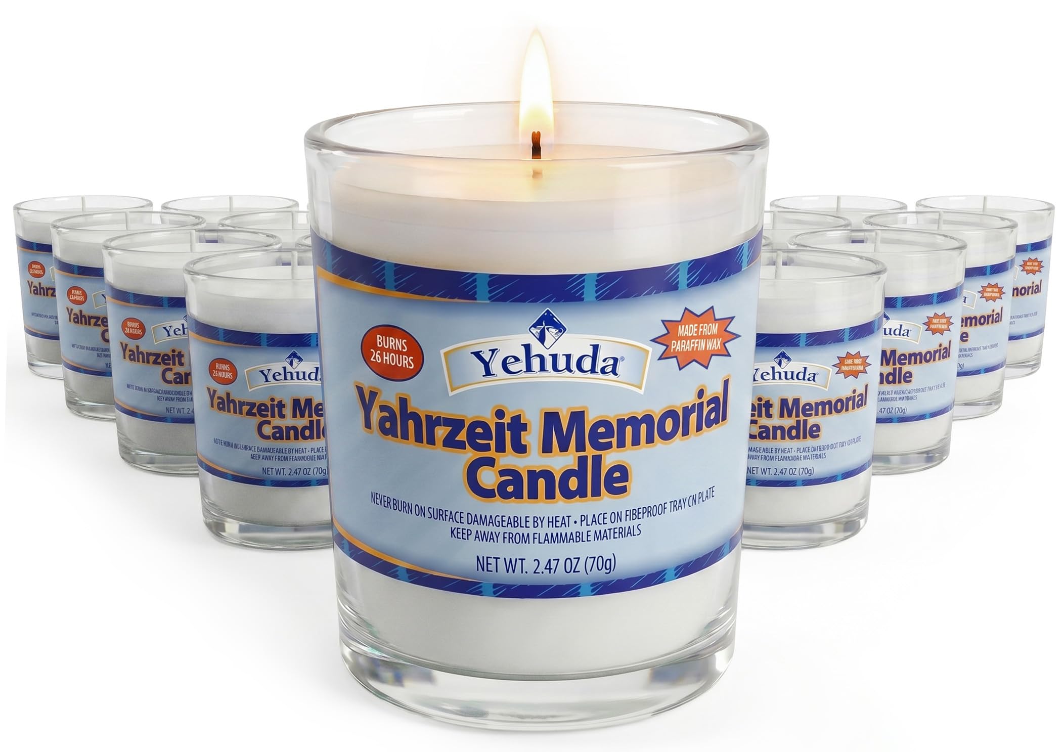 Yehuda glass tumbler packaging front shows 24-pack and tidy presentation