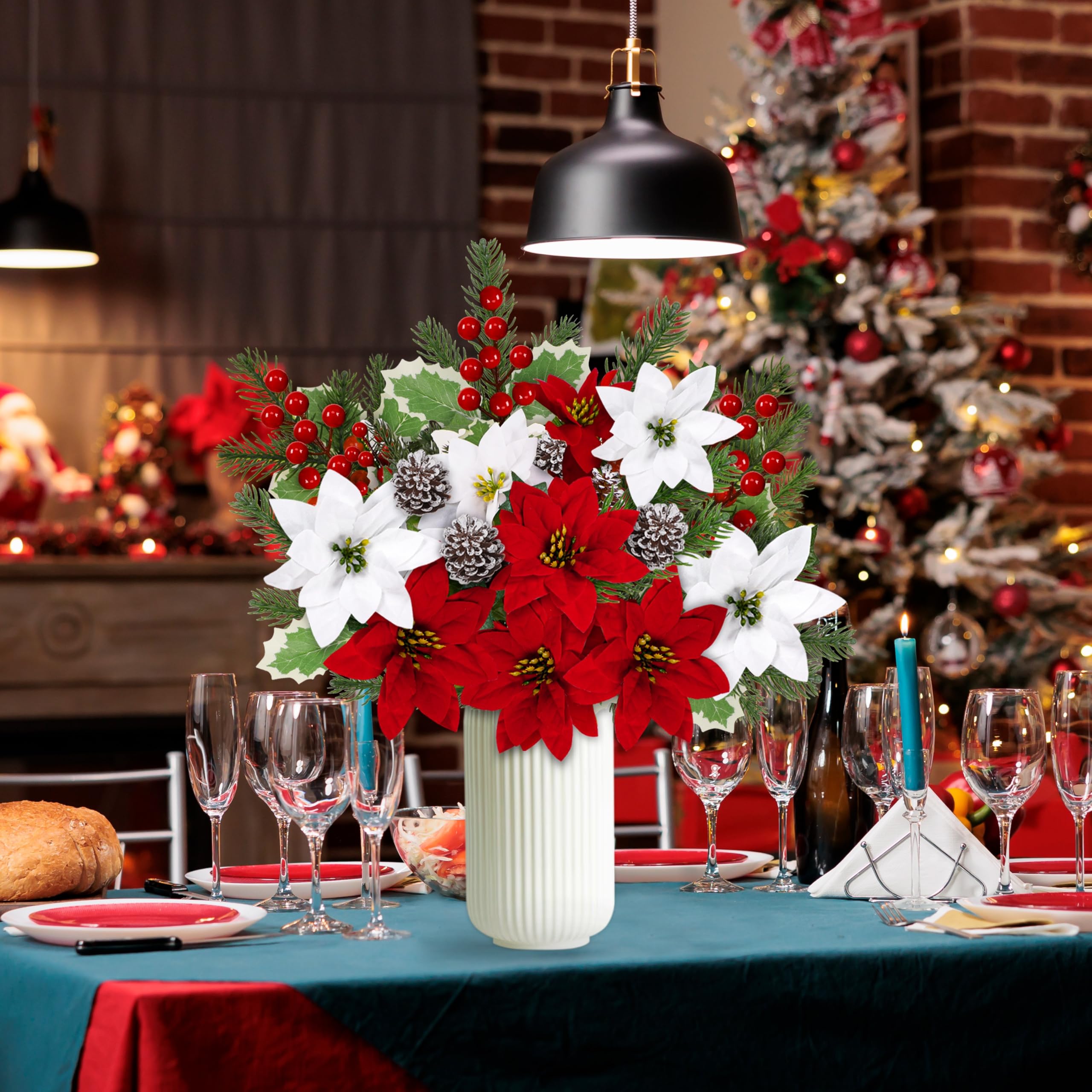 Yen Jean mixed bouquet arranged in a small vase for instant holiday centerpiece benefit