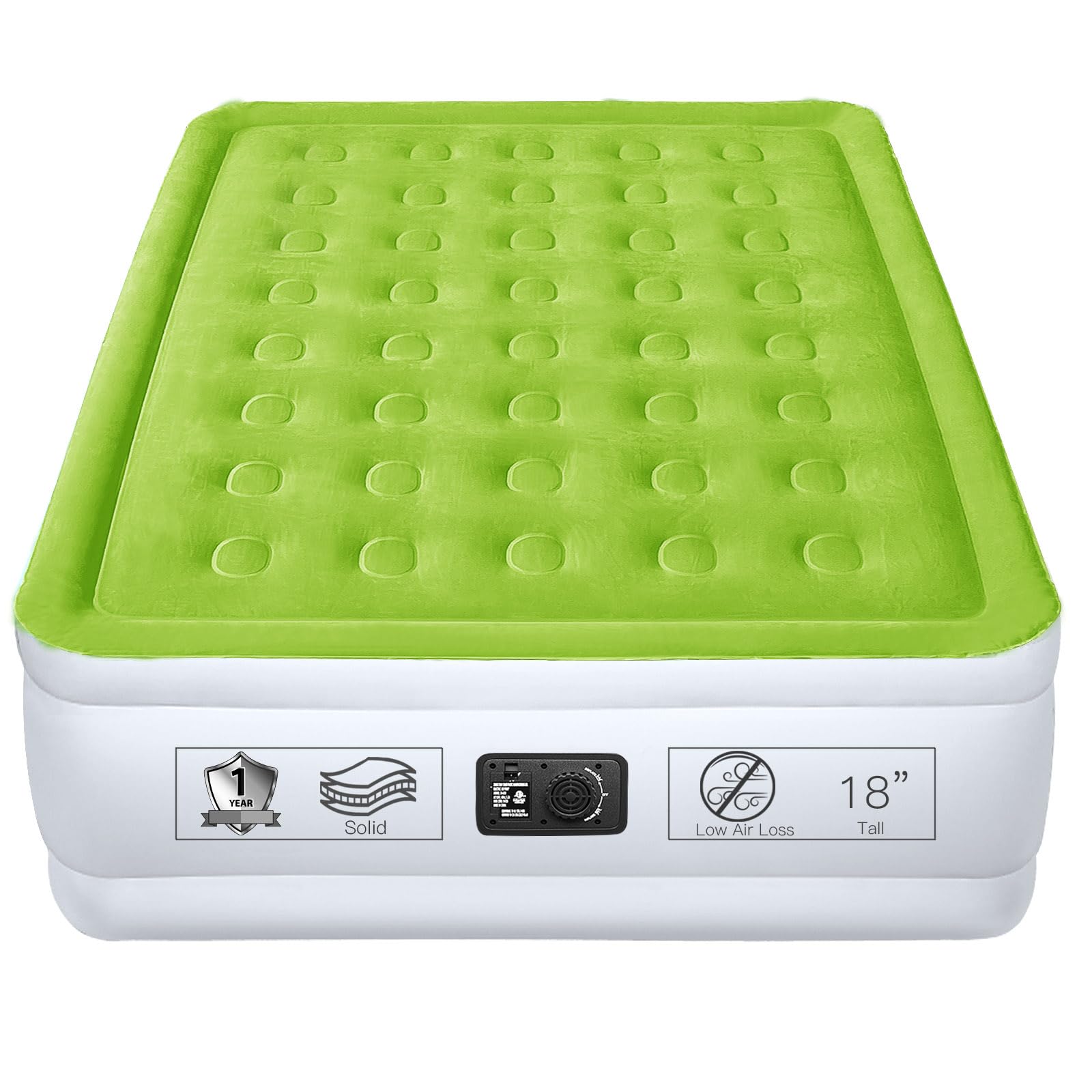 YENING front view of inflated twin mattress showing profile and color comfort