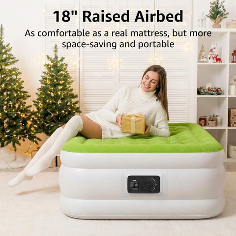 YENING mattress side profile highlighting 18-inch raised bed height