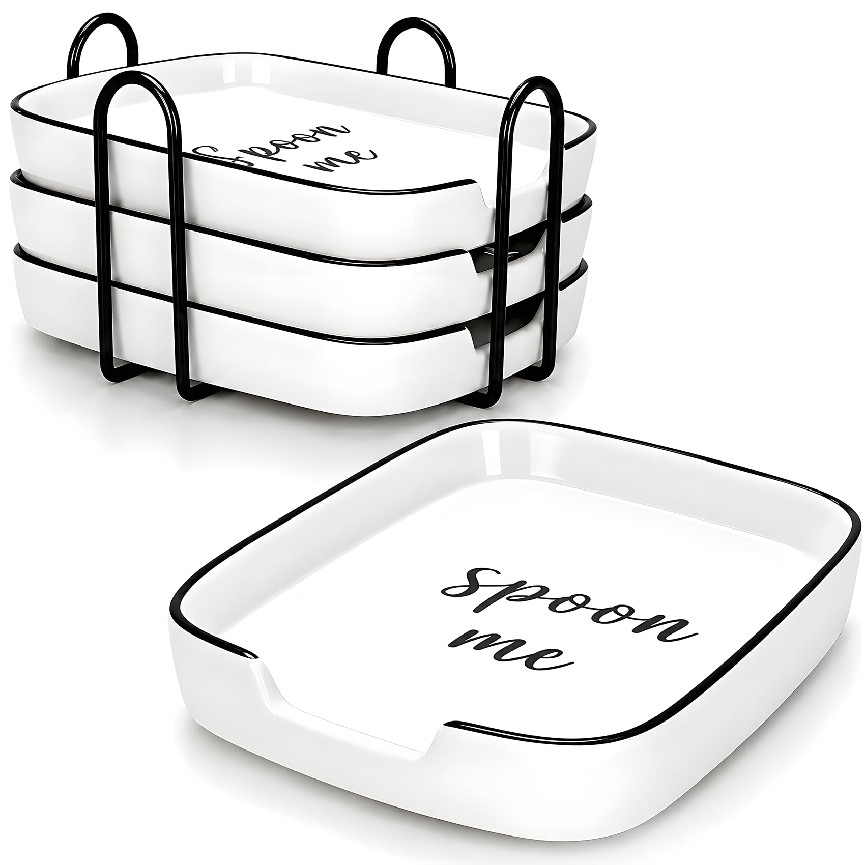 YENLNI front view of spoon rests and holder showing organized storage benefit