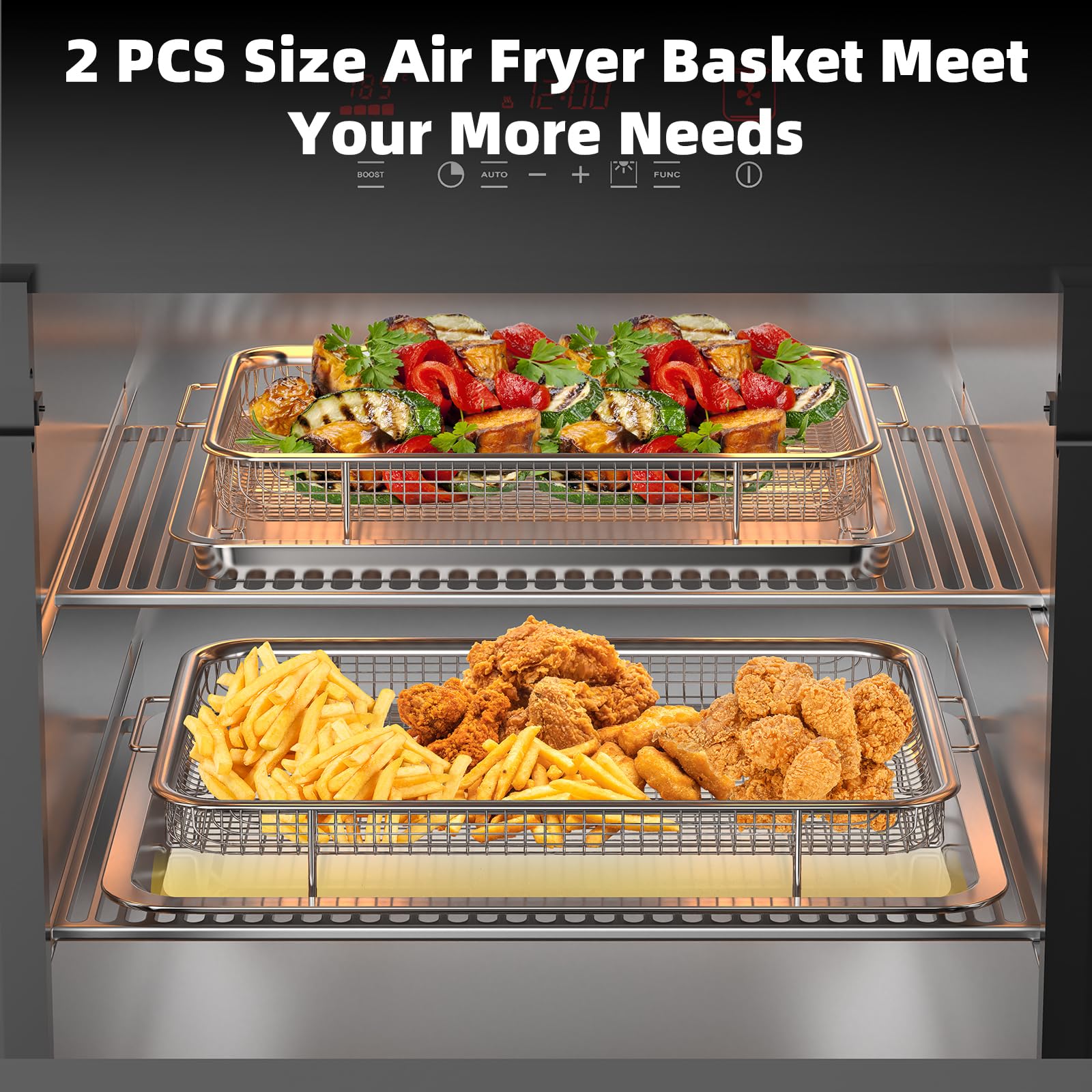 YEPATER baskets side-by-side with ruler showing large and medium size measurements
