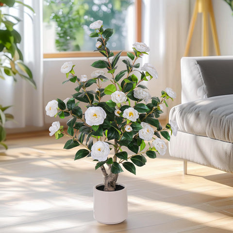 YEPDIN camellia tree on covered patio offering weather-resistant style