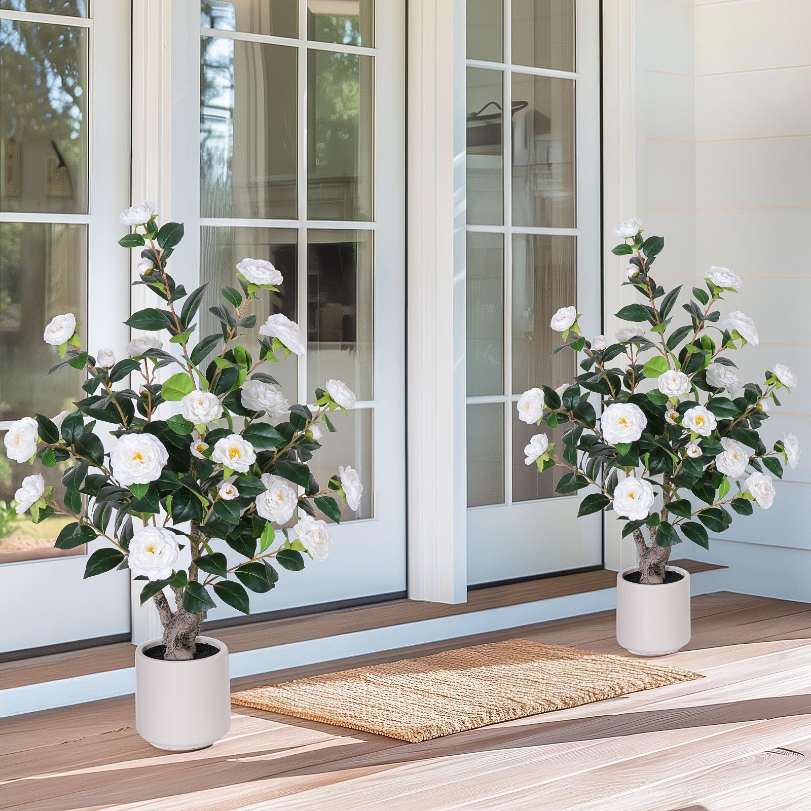 YEPDIN white planter detail showing clean modern finish and stability