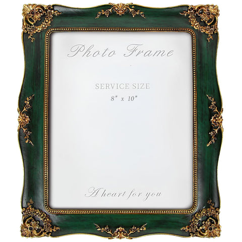 YEPOTUE front view of ornate green frame shows elegant display benefit