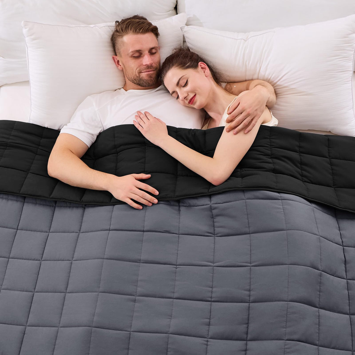 yescool front on bed showing full king-size coverage and calm sleeping benefit