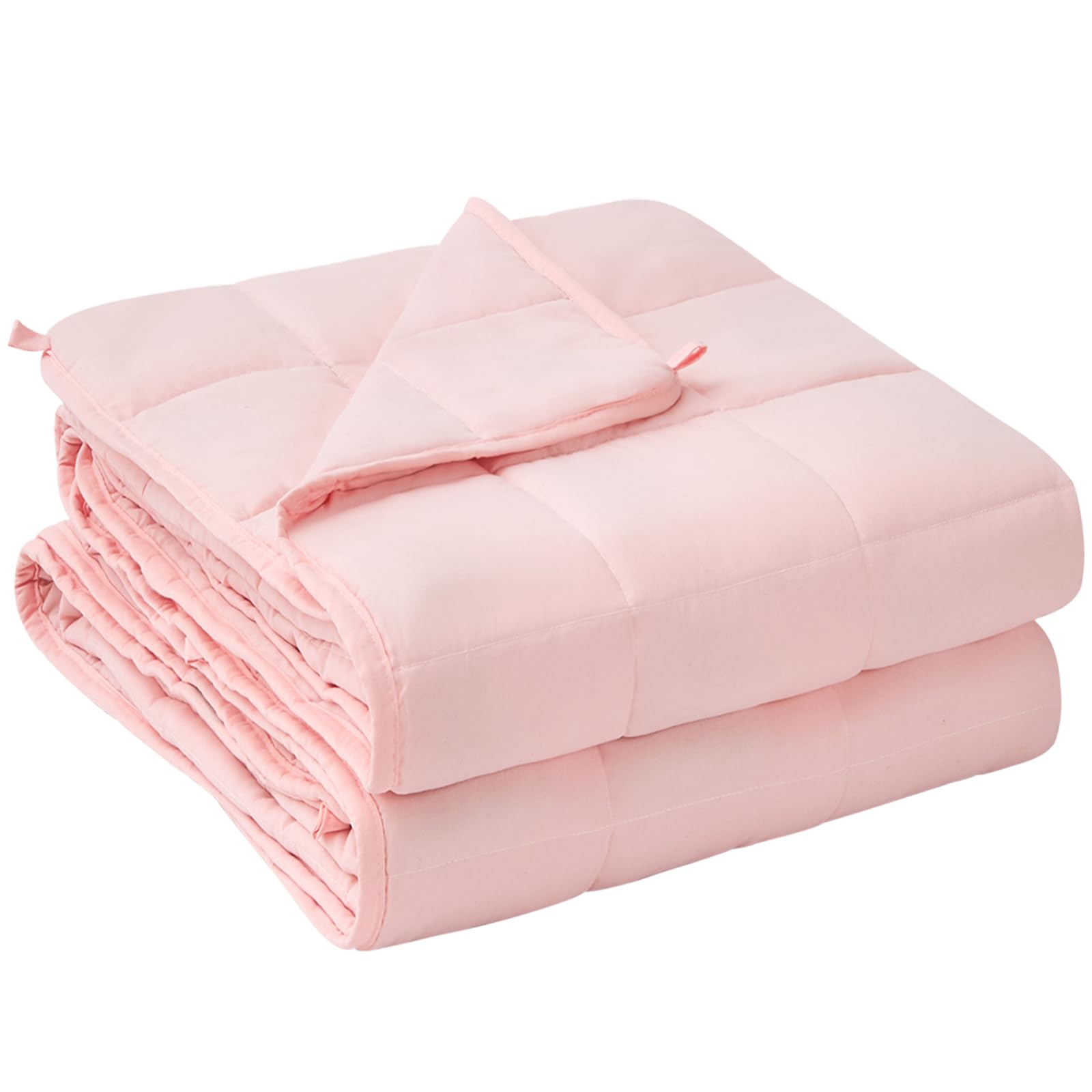 yescool front view of pink 60x80 queen weighted blanket showing neat finish and style