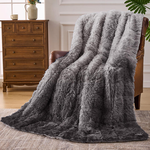 yescool front view smoke gray weighted blanket shows full queen size and cozy look