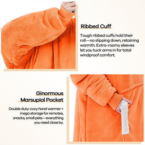 yescool model wearing full-length blanket hoodie showing coverage and mobility
