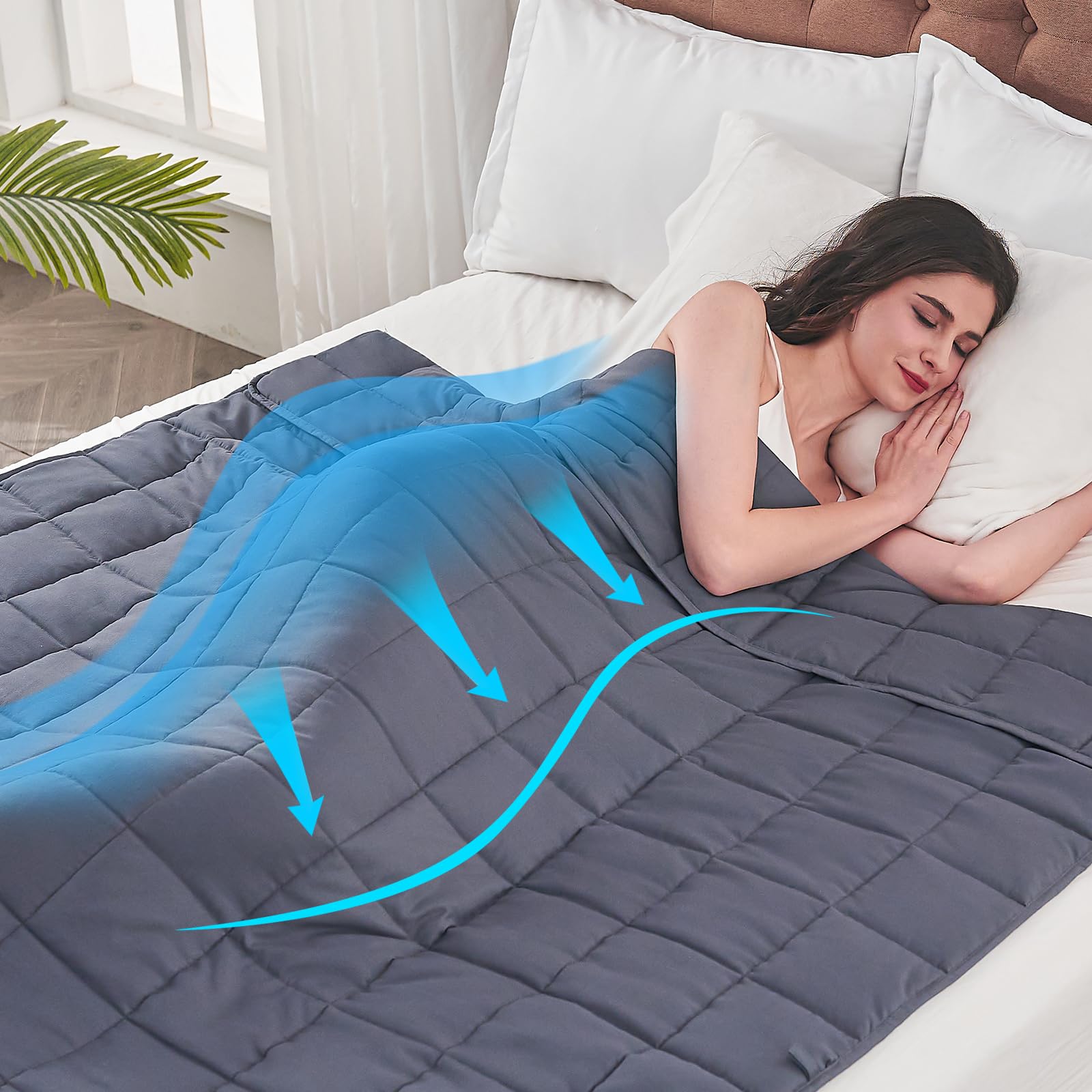 yescool blanket in use on single bed demonstrating even pressure benefit