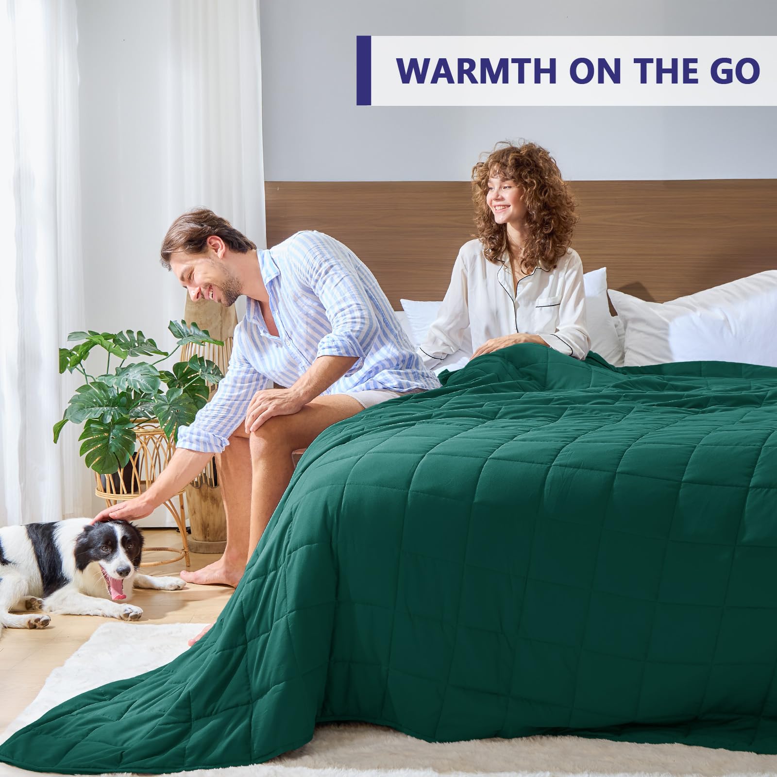 yescool blanket draped on a queen bed offering coverage for two sleepers