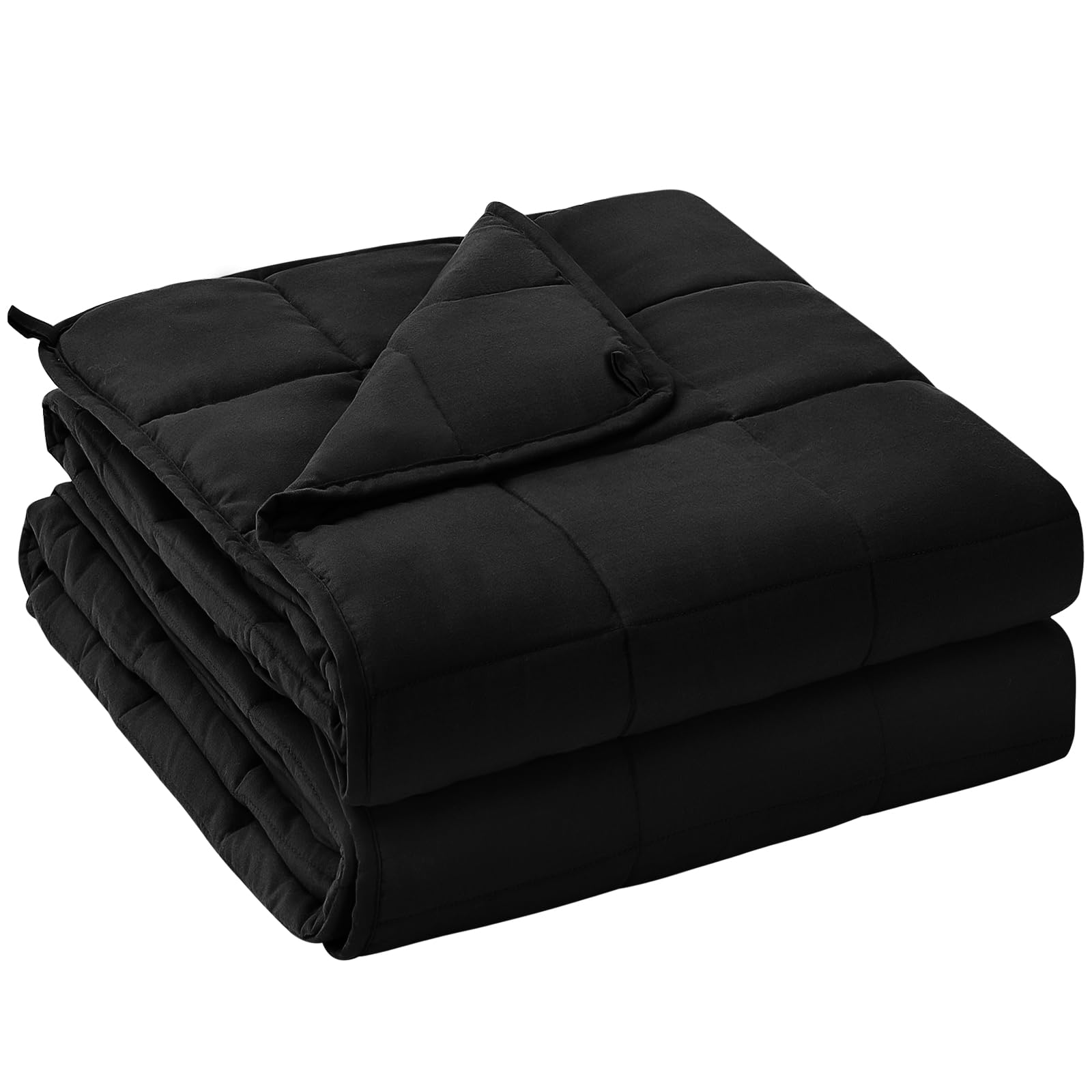 yescool front view of the 20lb queen blanket showing sleek black finish and coverage benefit