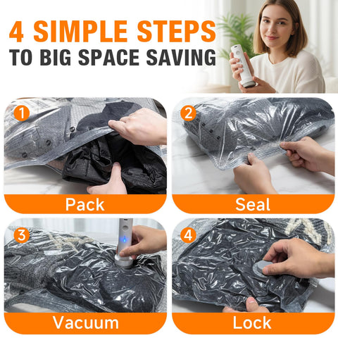 Yesohu organized closet with vacuum bags showing neat storage and dust protection