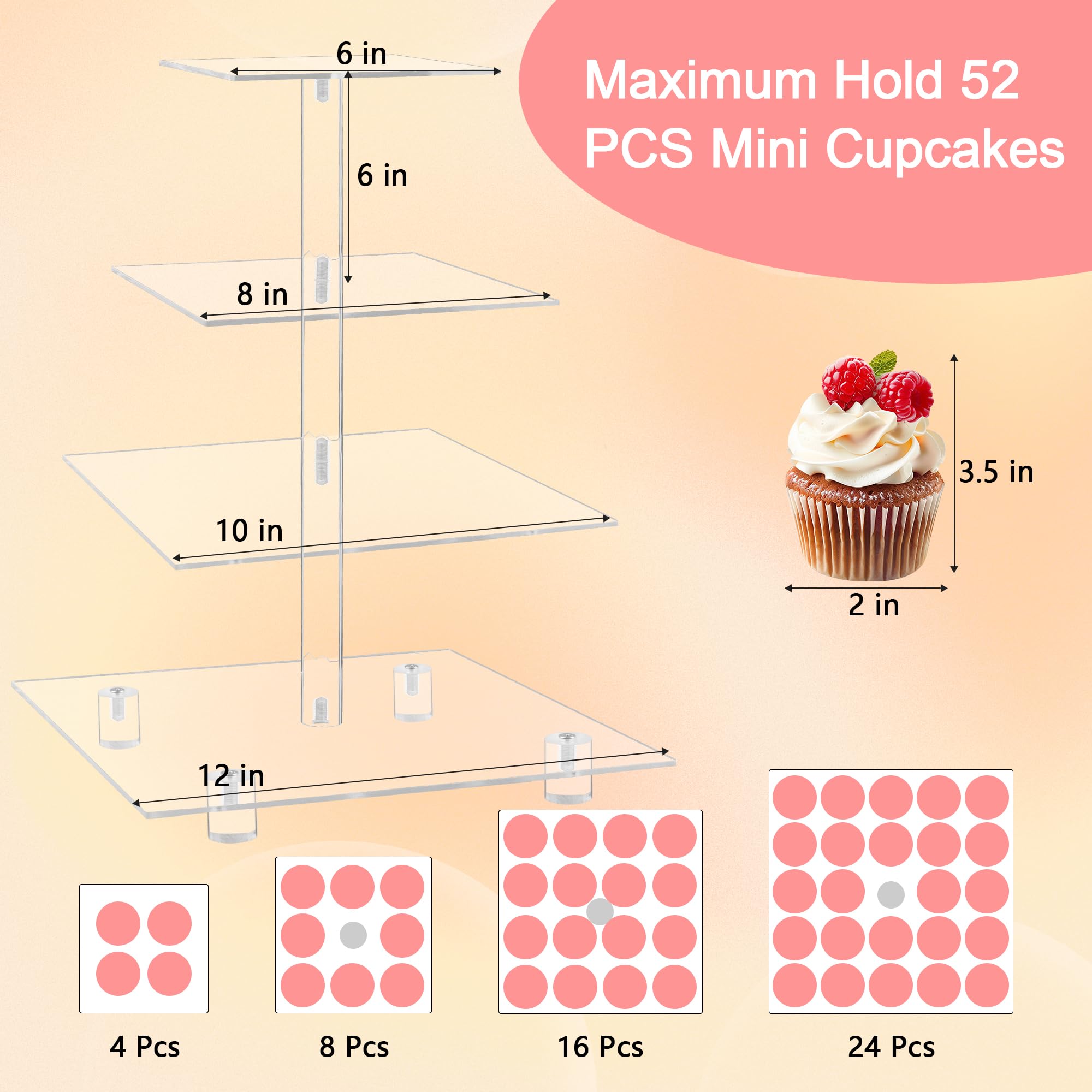 YestBuy tier spacing close-up showing 6 inch gap for taller dessert versatility benefit