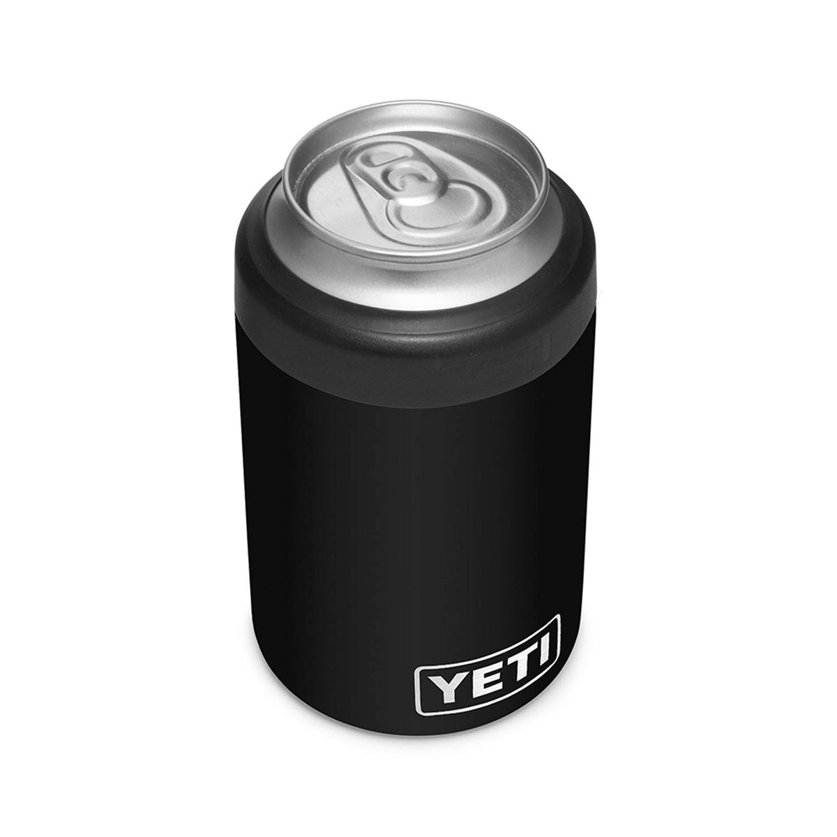 YETI Colster front view showing sleek black finish and sealed hold benefit