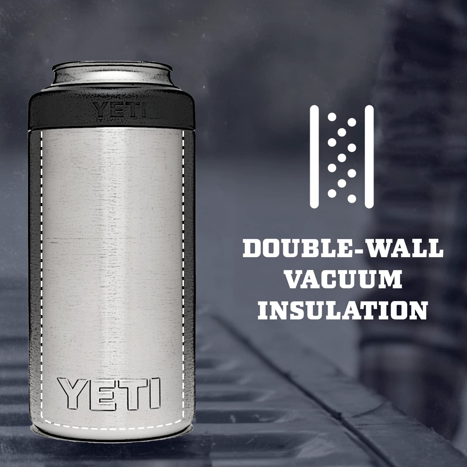 YETI Colster Duracoat texture detail highlighting chip-resistant finish benefit