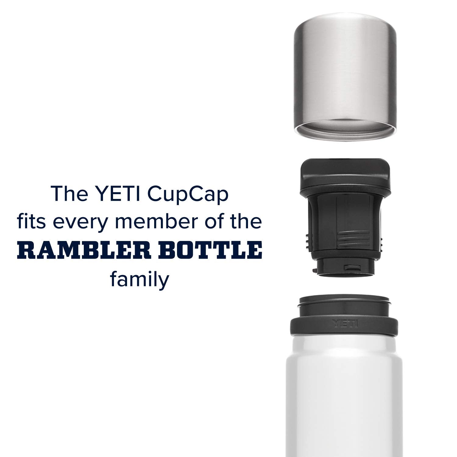 YETI cup cap close-up of 18/8 stainless steel highlighting rust resistance