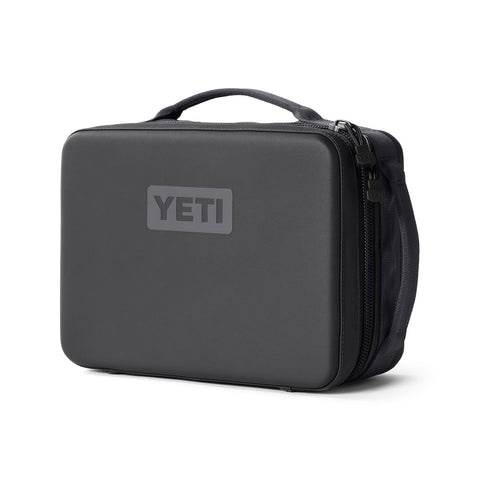 YETI Daytrip 5L front view showing charcoal exterior and compact silhouette for portability