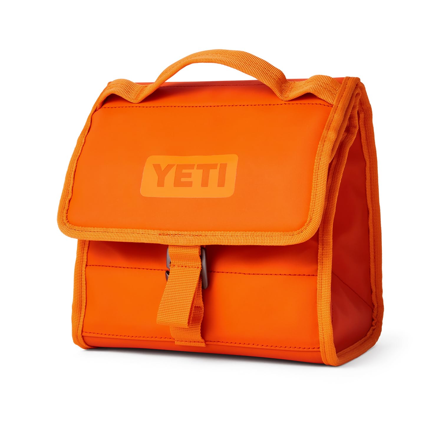 YETI Daytrip front view king crab orange showing durable carry benefit
