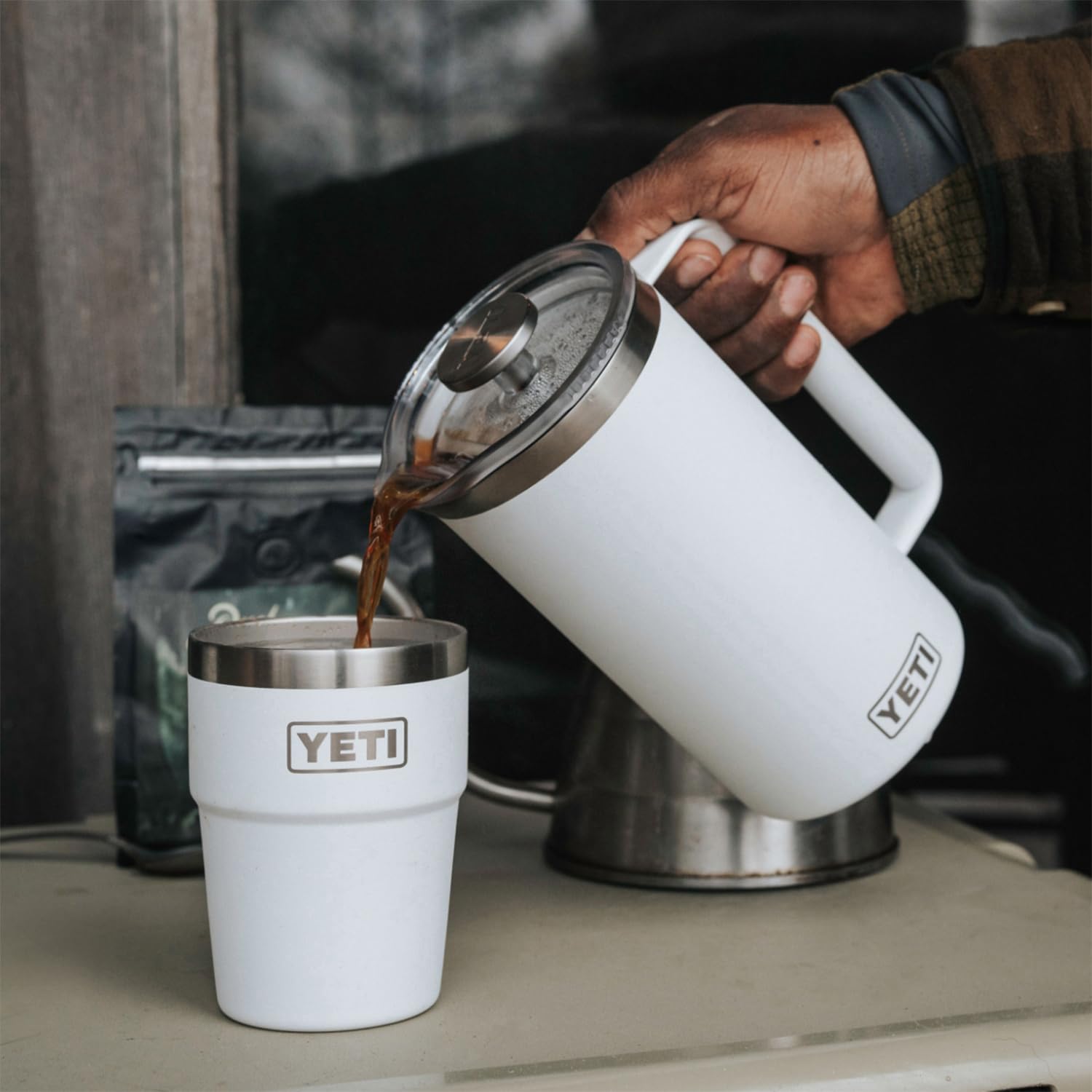 YETI French Press inside dishwasher showing easy cleaning and time-saving benefit
