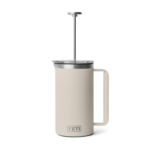 YETI lid and plunger mechanism detail showing secure plunge and brewing control