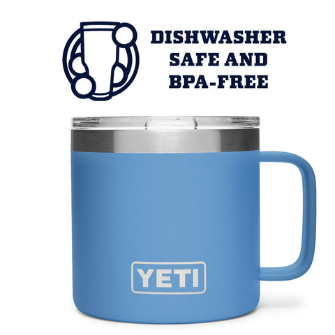 YETI mug in hand lifestyle scene showing comfortable grip and portability